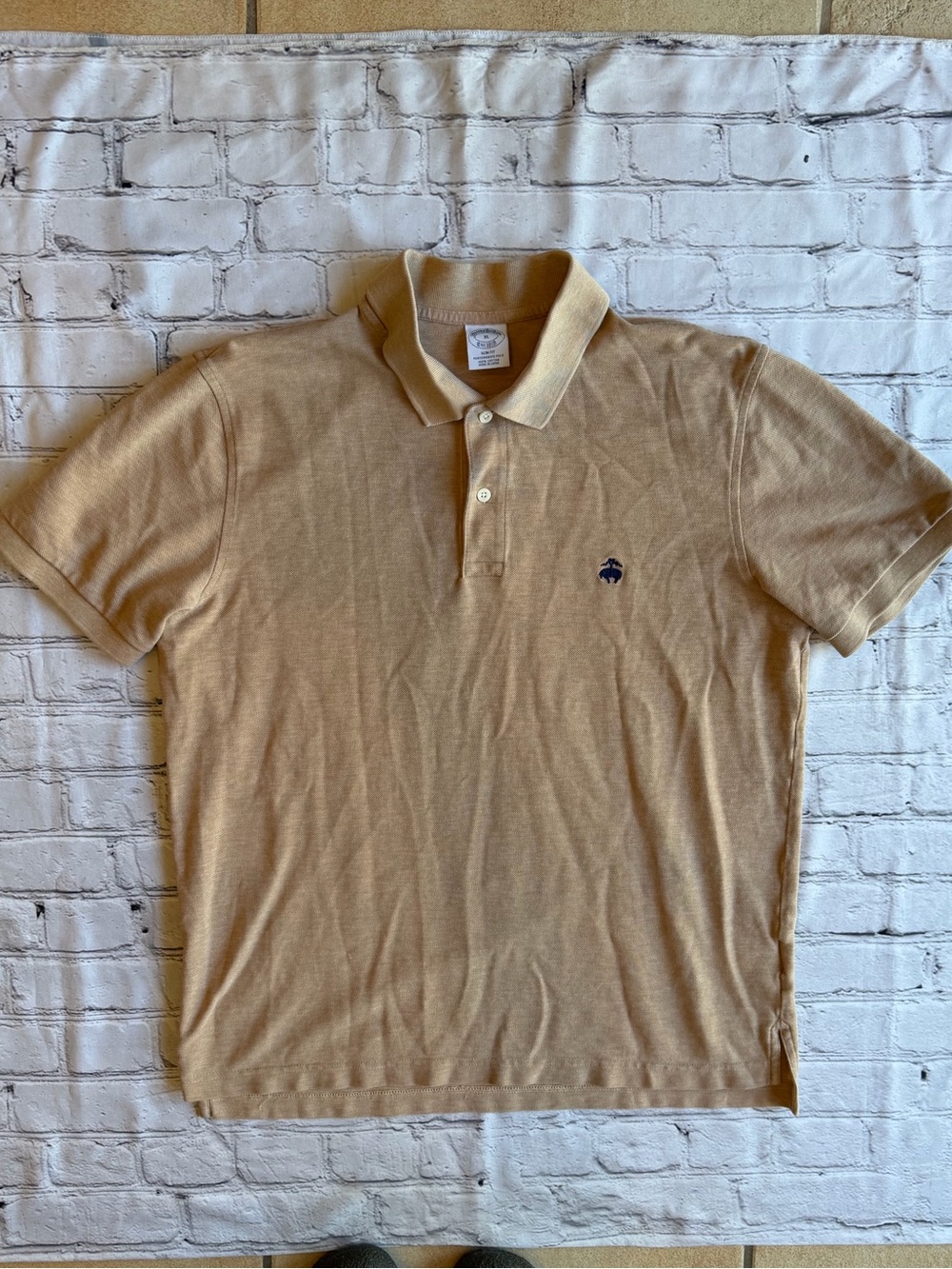 Brooks Brothers SLIM FIT PERFORMANCE POLO 100% Cotton Shirt Tan Quiet Luxury XL